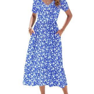 Lilleline suvekleit taskutega, sinine (s. L)