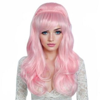 Pikk roosa laines parukas