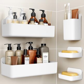 Valged vannitoa- või köögiriiulid, kleebitavad (5tk)