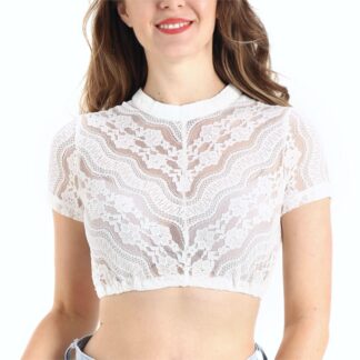 Pitsiline lühikeste varrukatega pluus, valge (s. 36)