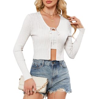 Naiste pikkade varrukatega kardigan, valge (L)