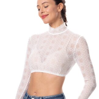 Pitsiline pikkade varrukatega pluus naistele, valge (s. 42)