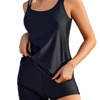 Kaheosaline tankini-ujumistrikoo, must (XL)