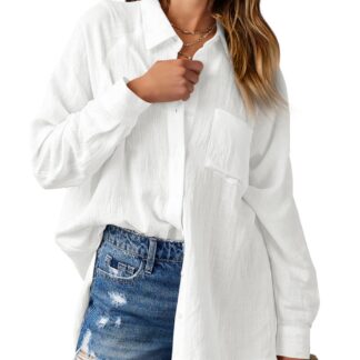 Pikkade varrukatega naiste pluus, valge (L)