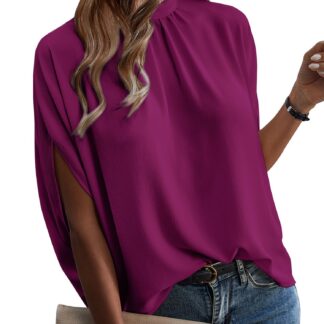 Elegantne püstkaelusega pluus, lilla (XL)