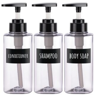 Täidetavad seebidosaatorid siltidega, läbipaistev (3tk, 750ml)