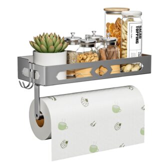 Seinale kinnitatav maitseaineriiul rullihoidikuga, hõbedane