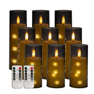 LED-silinderküünalde komplekt puldiga (9tk)