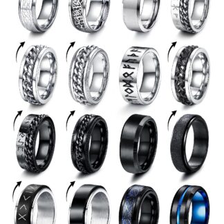 Meeste roostevabast terasest sõrmused (16tk komplektis)