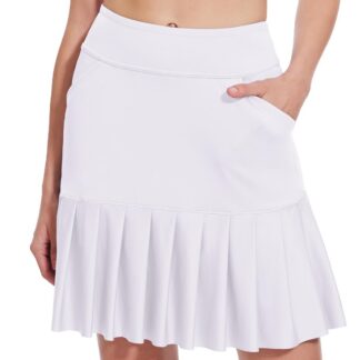 Kõrge vöökohaga satsiline tenniseselik-püksid, valge (3XL)