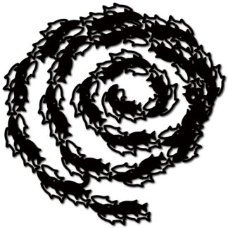 Metallist seinakaunistus, kalad, must (30x30cm)