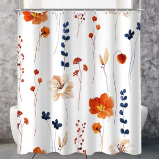 Lilleline dušikardin, oranž ja tumesinine (240x200cm)