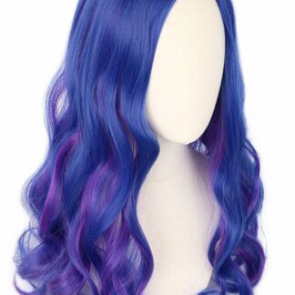 Pikkade lokkidega parukas, sini-lilla