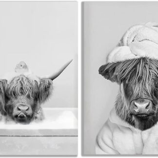 Posterid vannitoa seinale, mägiveis, mustvalge (2tk, 20x30cm)