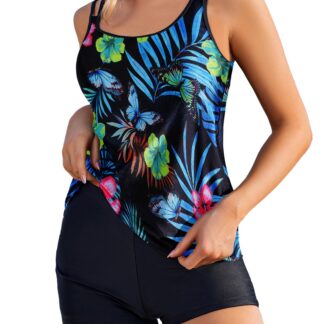 Kaheosaline tankini-ujumistrikoo, must (M)