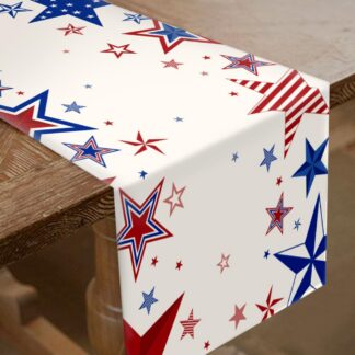 Tähemustriga piklik laudlina, punane ja sinine 33x183 cm