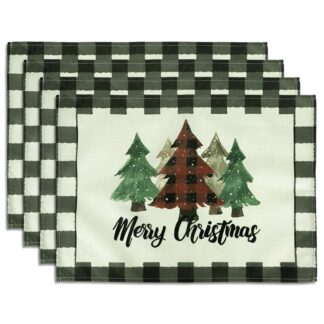 Ruudulised jõuluteemalised lauamatid (4tk, 45x32cm)