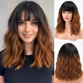 Lühike bob-parukas, pruun ombre