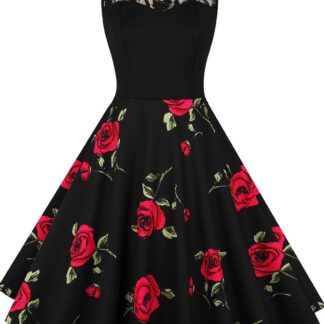 Lilleline pitsiga vintage kleit, must (s. 44, XL).