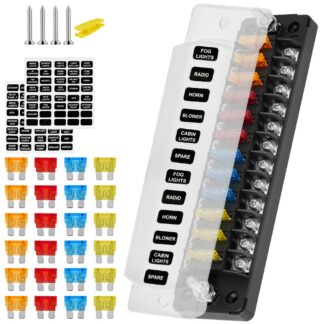 12-osaline kaitsmekarp koos kaitsmetega, must (24 kaitset)