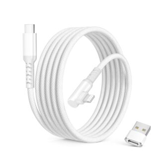 Kiirlaadiv 90-kraadine USB-C ja Lightning kaabel, USB-adapteriga (3m)