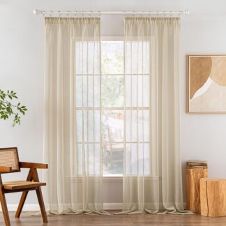 Läbipaistvad tüllkardinad, beežid (2tk, 140x245cm)