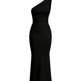 Elegantne asümmeetriline maksikleit, must (s. L)