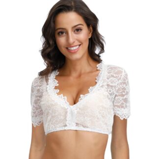 Pitsiline lühikeste varrukatega pluus naistele, valge (s. 40)