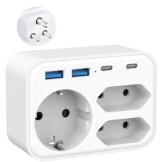 UK reisiadapter, 2x USB-C, must