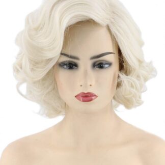 Lühike lokkis parukas tukkadega, blond