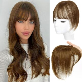 Pärisjuustest klambriga tukk naistele, tumepruun (20cm)