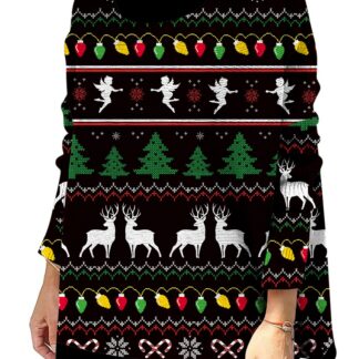 Kõrge kaelusega naiste jõulukampsun, must (L)