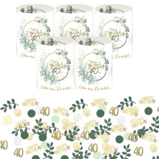 Sünnipäeva lauakaunistused, 40. juubel, roheline (12 laternat, 300 konfettit)