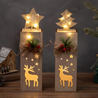 Puidust LED jõulukaunistus Põhjapõder (2tk, 30cm)