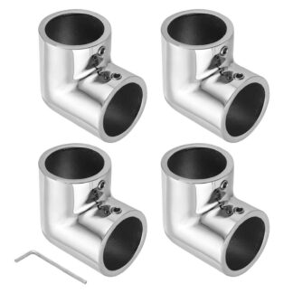 Käsipuu põlvühendused, roostevaba teras (4tk)