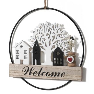 Uksepärg tervitussildiga, naturaalne (ø28cm)