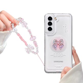 Samsung Galaxy S21 telefonikaaned, roosa lipsuga, läbipaistev