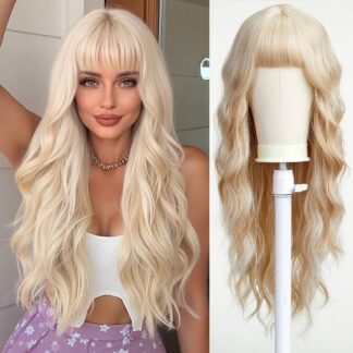 Pikk laineis tukaosaga parukas, blond