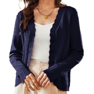 Naiste lühike kootud kampsun, tumesinine (S)