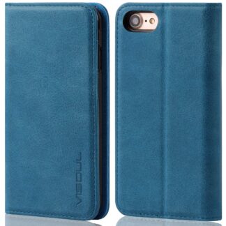 Telefonikaaned iPhone 7/8/SE, nahast, kaardipesaga, sinine