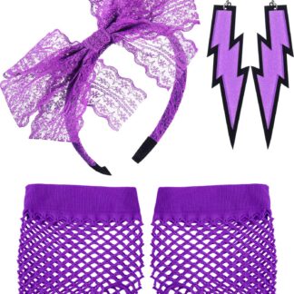 80ndate stiilis aksessuaaride komplekt, lilla (komplekt)