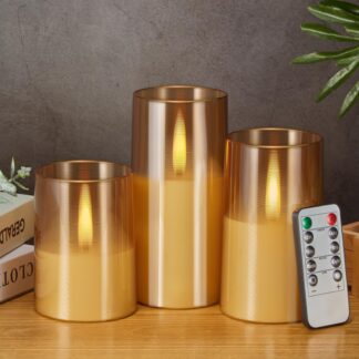 LED küünlad puldiga, akrüülist, valged (3tk, 7.5x10/12.5/15cm)