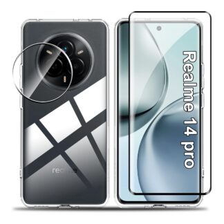 Telefonikaaned Realme 14 Pro 5G ja ekraanikaitse, läbipaistev