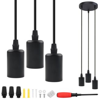 Vintage-stiilis rippvalgusti, must, 3-osaline