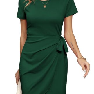 Lühikeste varrukatega hõlmikkleit, tumeroheline (S)