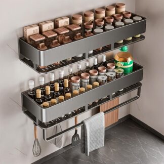 Seinale kinnitatavad maitseaineriiulid, hallid (2tk, 40cm)