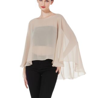 Elegantne šifoonist pontšo-sall, lõheroosa