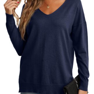 Naiste V-kaelusega kampsun, tumesinine (S)