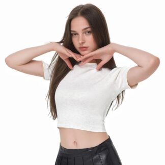 Lilleline puuvillane topp naistele, helehall (S)