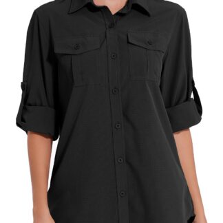 Naiste UV-kaitsega hingav pluus, must (M)